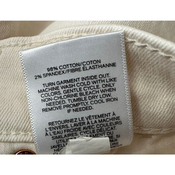 Express Womens Sz 8 Cropped Straight Super High Rise Jeans Raw Hem Beige Denim - Picture 6 of 6